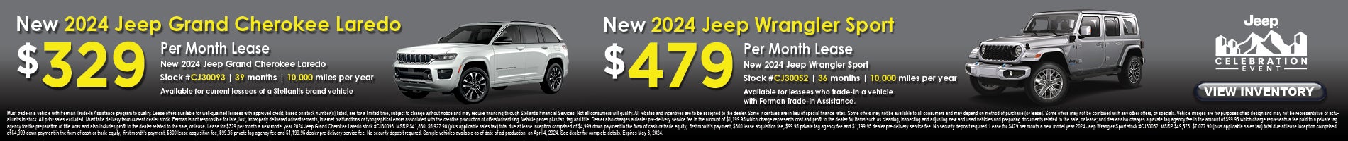 April Leases on New Jeep Grand Cherokee and Wrangler