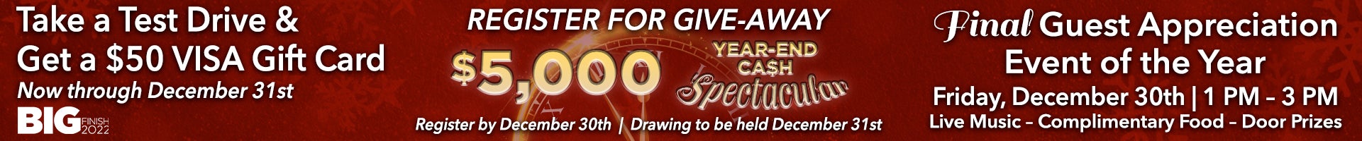 $5,000 Year-end Cash Spectular at the Final Guest Appreciation Event | Big Finish 2022