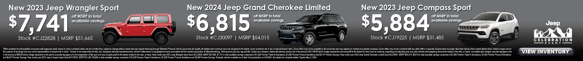 April Savings on New Jeep Wrangler, Grand Cherokee & Compass