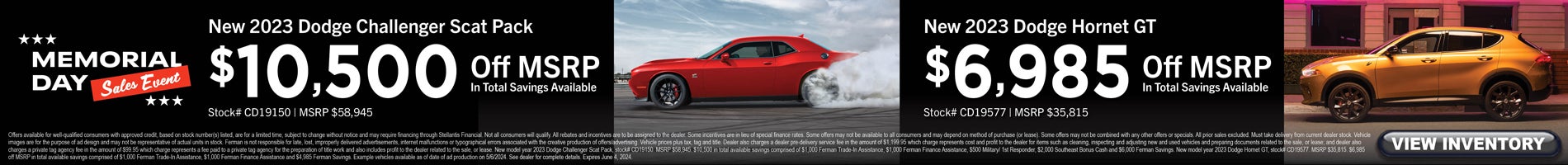May Savings on New Dodge Hornet and Challenger