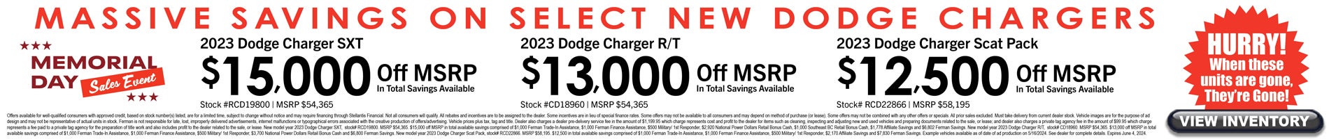 Huge May Savings on select new Dodge Chargers
